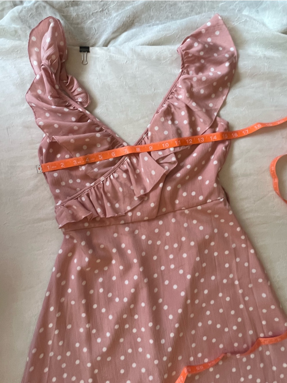 Polka Dot Ruffle Dress in Dusty Pink - Picture 2 of 3